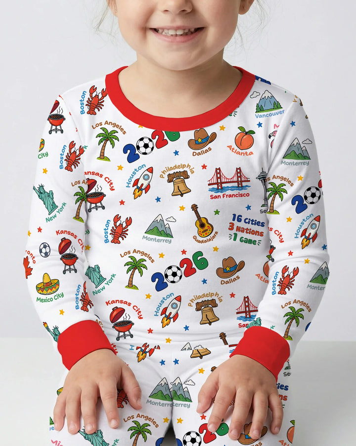 Soccer Cup Host Cities 2026 Bamboo Two Piece Long Sleeve Pajama Set