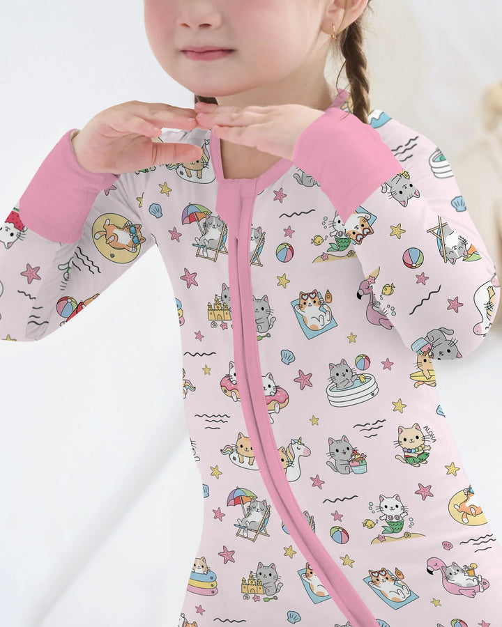 Kawaii Cats Summer Vacation Bamboo Convertible Zippy
