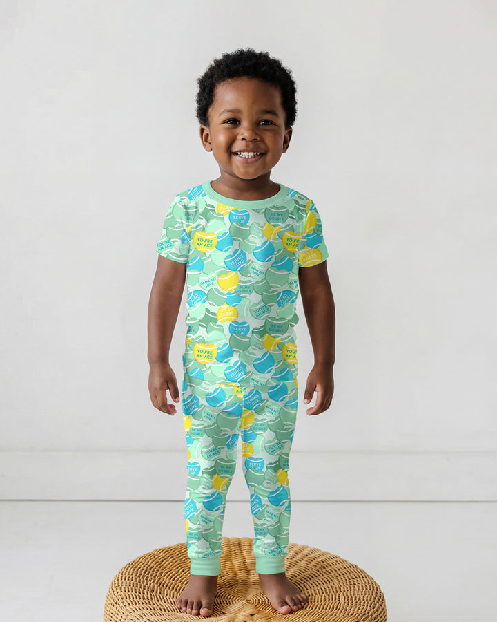 Tennis Candy Family Matching Bamboo Two Piece Short Sleeve Pajama Set