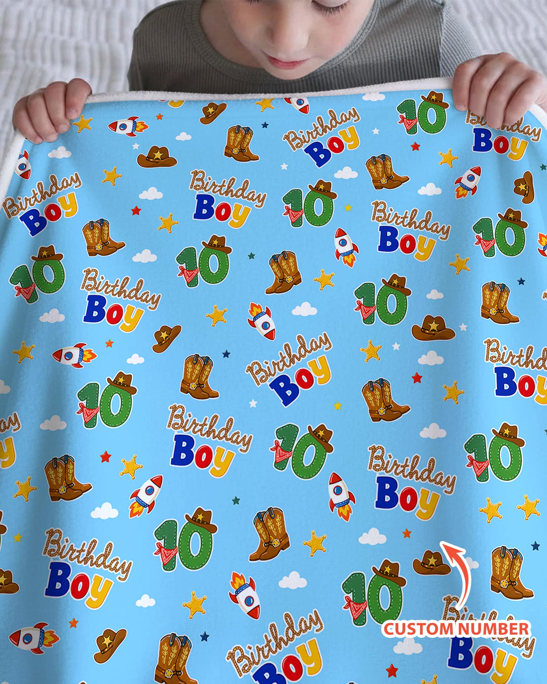 Custom Birthday Western Boy Bamboo Blanket