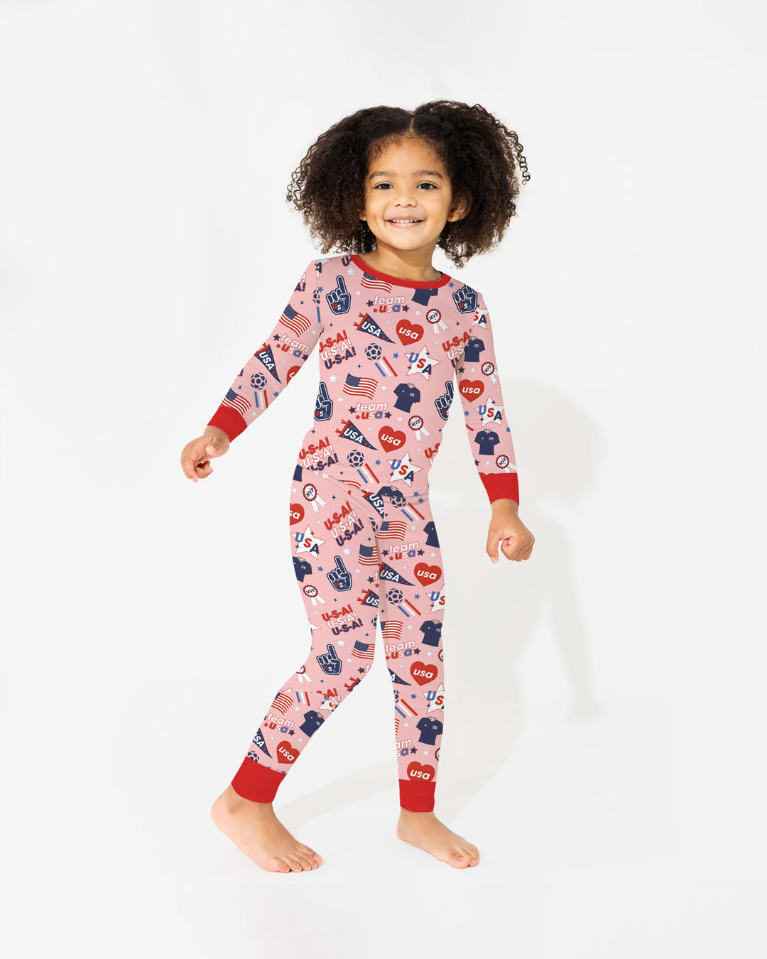 Soccer Party Team USA Bamboo Two Piece Long Sleeve Pajama Set