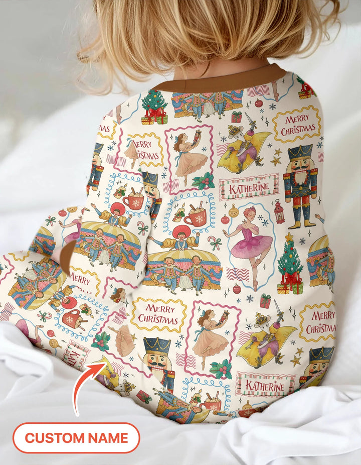 Custom Name "Magic of The Nutcracker" Merry Christmas Bamboo Two Piece Long Sleeve Pajama Set