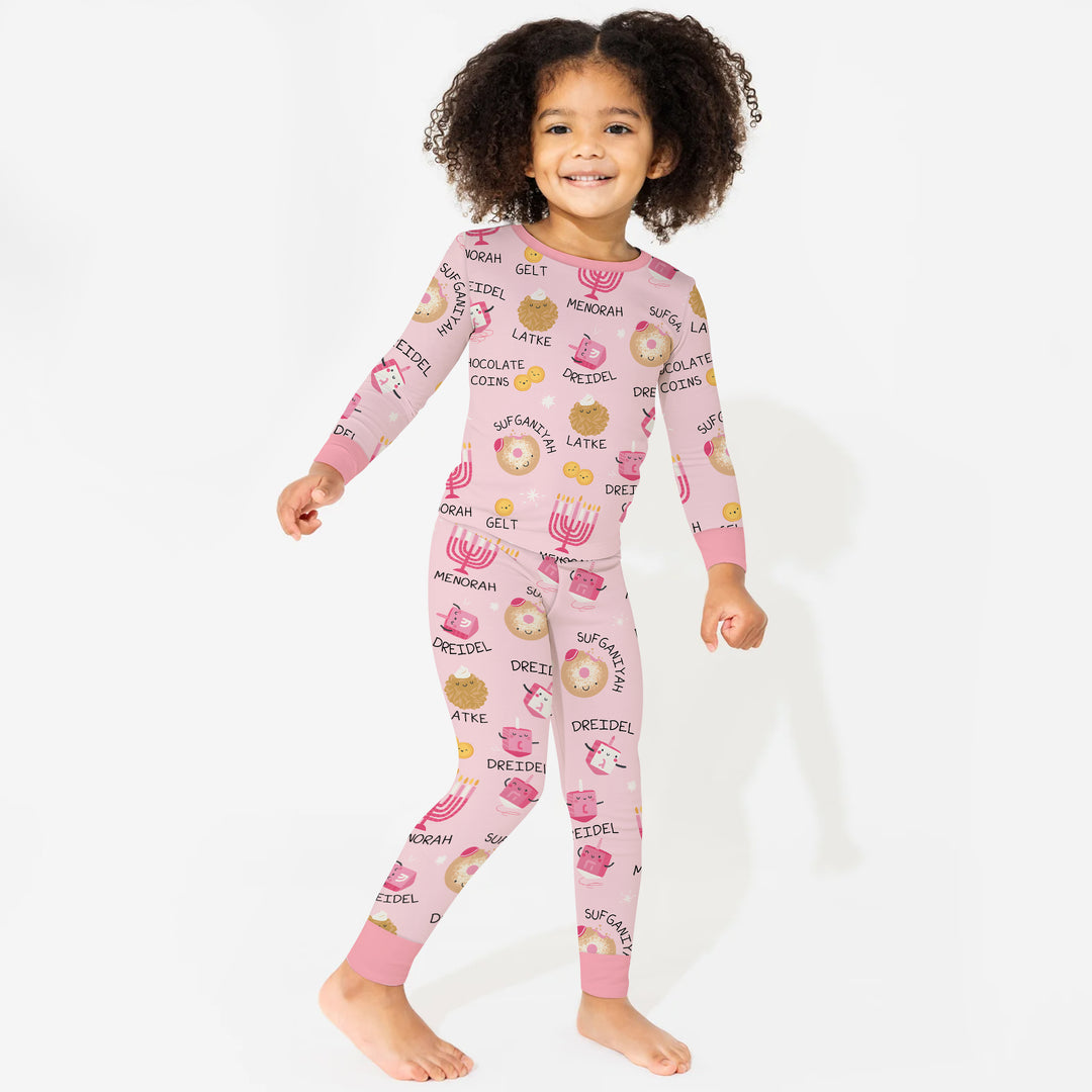 Family Hanukkah Matching Bamboo Two Piece Long Sleeve Pajama Set
