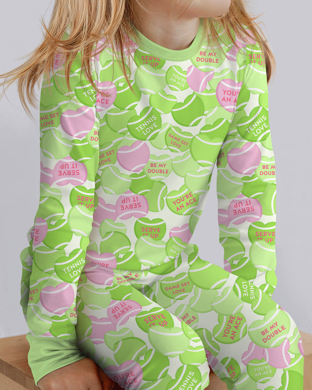 Tennis Candy Family Matching Bamboo Two Piece Long Sleeve Pajama Set