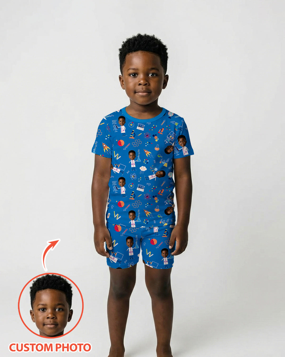 Custom Image Chemical Laboratory Bamboo Two Piece Short Sleeve Shorts Pajama Set