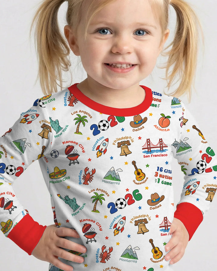 Soccer Cup Host Cities 2026 Bamboo Two Piece Long Sleeve Pajama Set