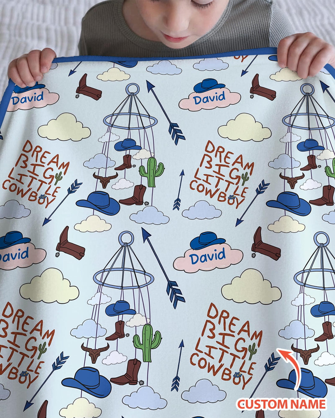 Litlle Cowboy Sis Bro Matching Bamboo Blanket