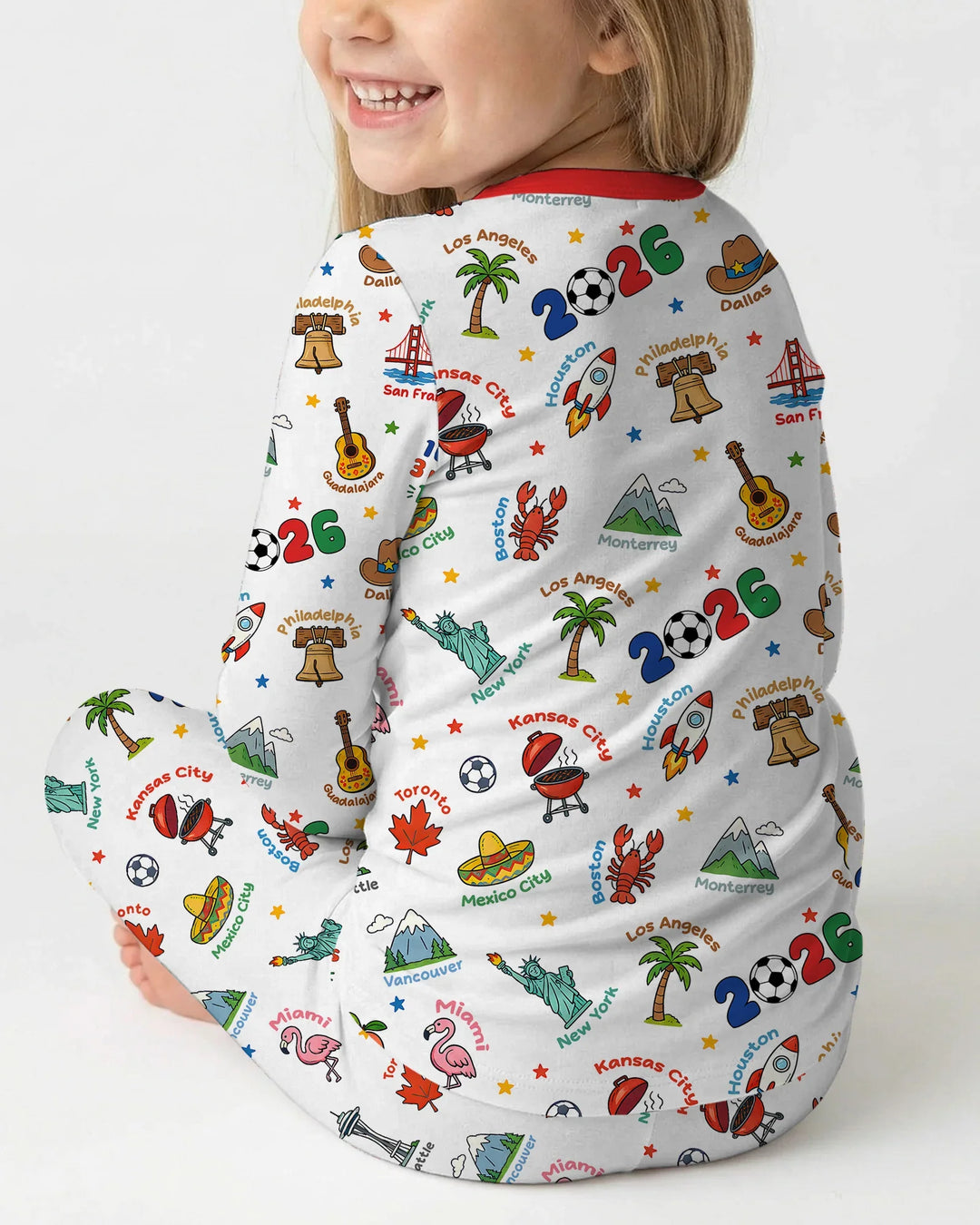 Soccer Cup Host Cities 2026 Bamboo Two Piece Long Sleeve Pajama Set