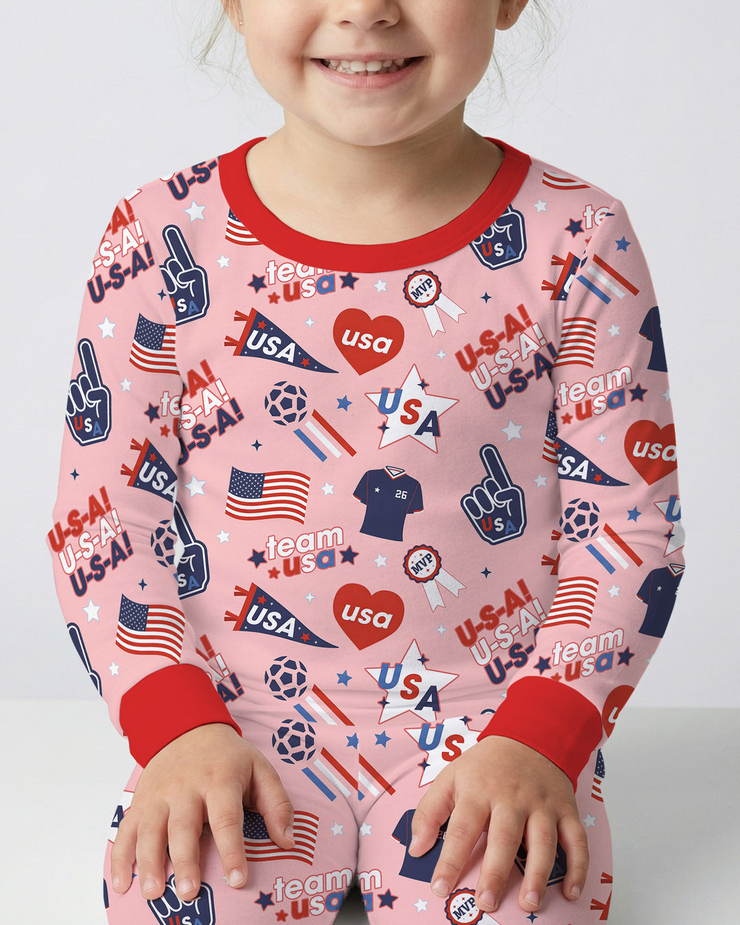 Soccer Party Team USA Bamboo Two Piece Long Sleeve Pajama Set