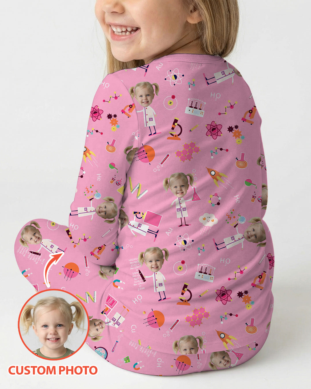 Custom Image Chemical Laboratory Bamboo Two Piece Long Sleeve Pajama Set