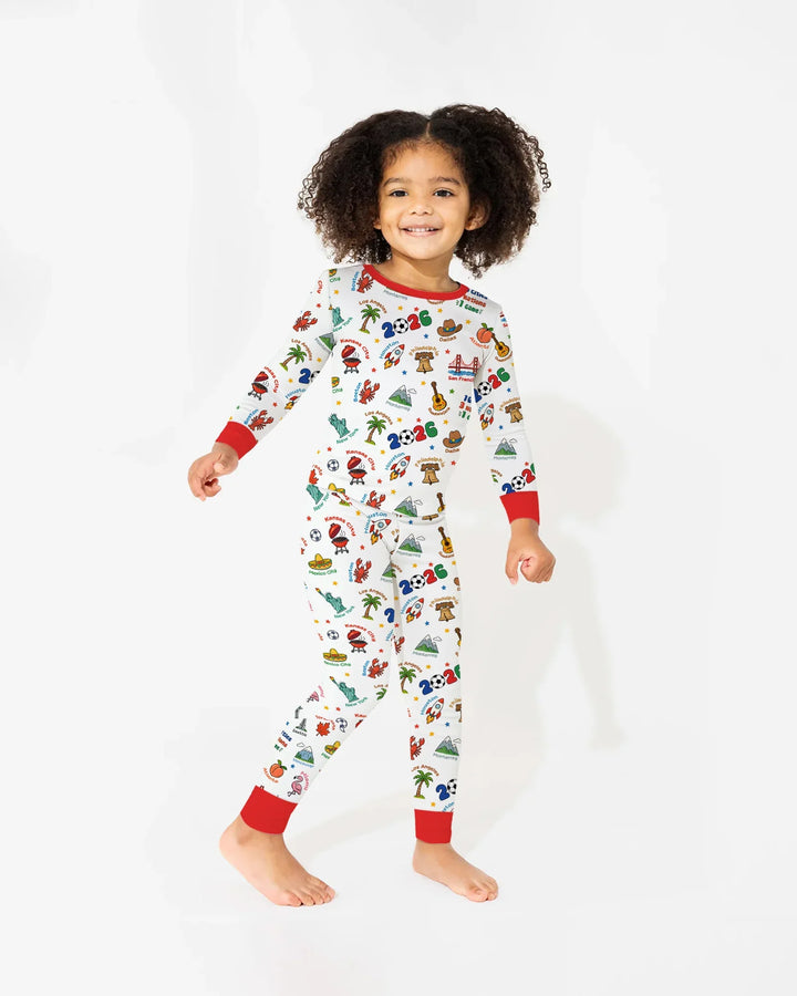 Soccer Cup Host Cities 2026 Bamboo Two Piece Long Sleeve Pajama Set