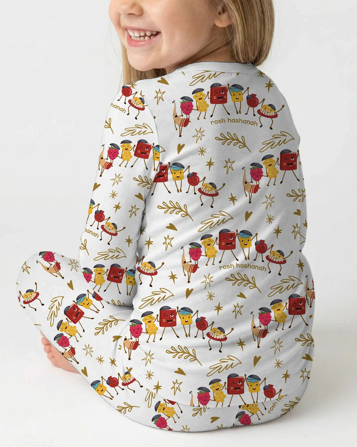 Let's Celebrate Rosh Hashanah Bamboo Two Piece Long Sleeve Pajama Set