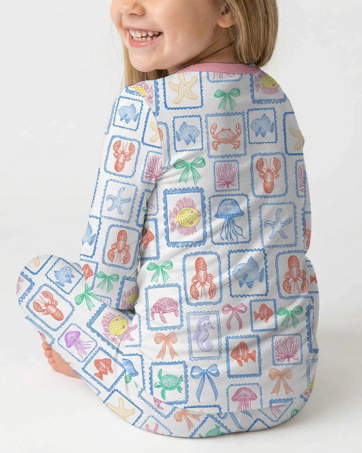 Coastal Treasures Family Matching Bamboo Two Piece Long Sleeve Pajama Set