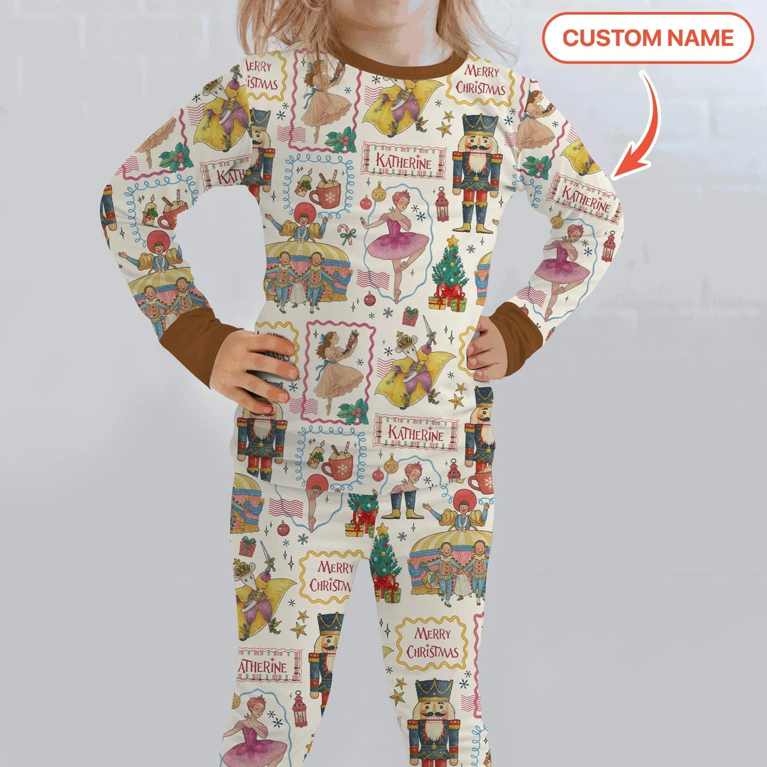 Custom Name "Magic of The Nutcracker" Merry Christmas Bamboo Two Piece Long Sleeve Pajama Set