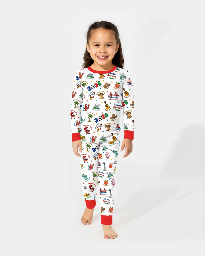 Soccer Cup Host Cities 2026 Bamboo Two Piece Long Sleeve Pajama Set