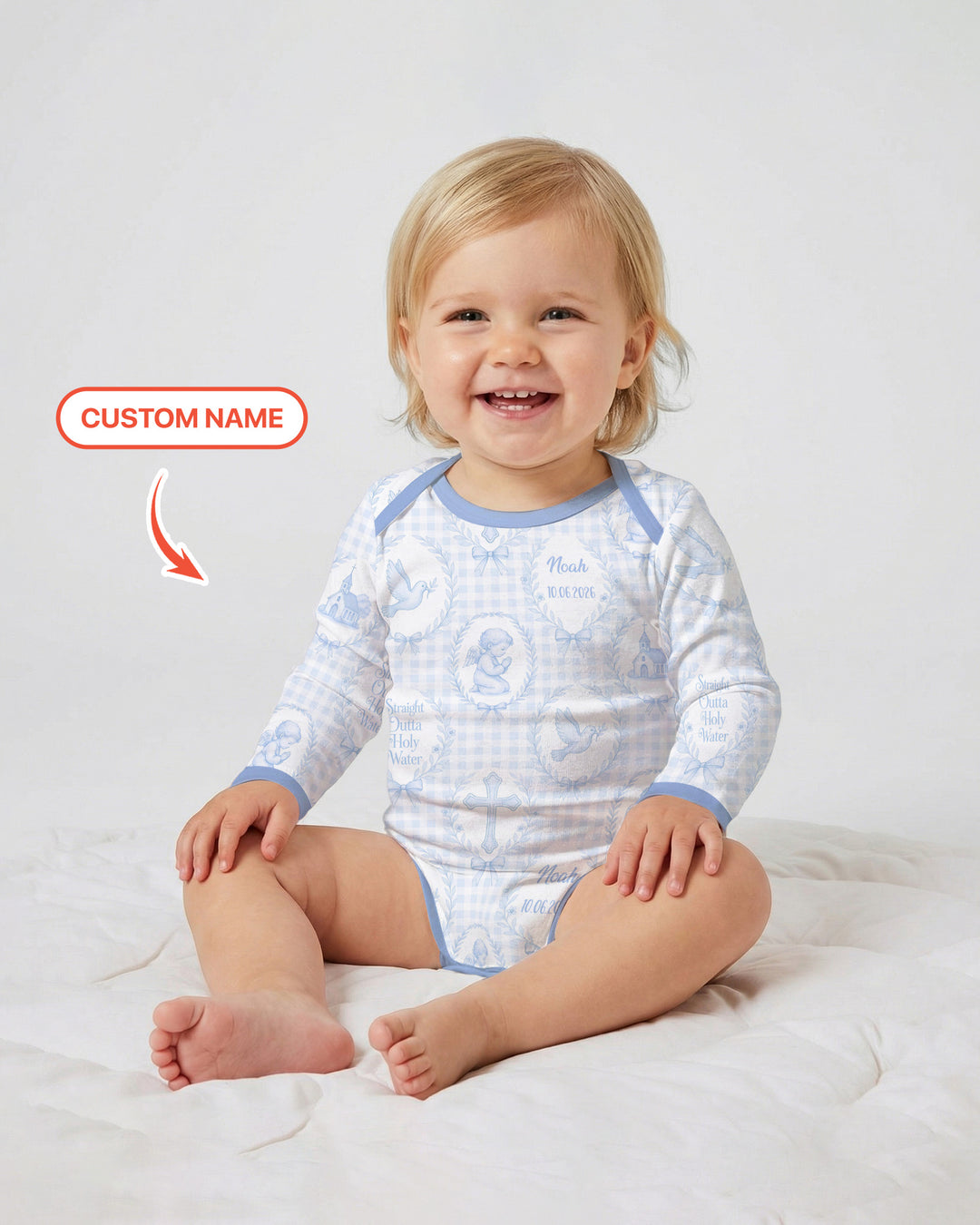 Custom Name Baptism Straight Outta Holy Water Bamboo Bodysuit