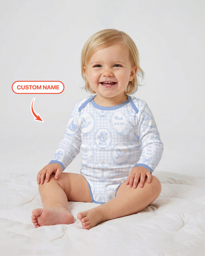 Custom Name Baptism Straight Outta Holy Water Bamboo Bodysuit