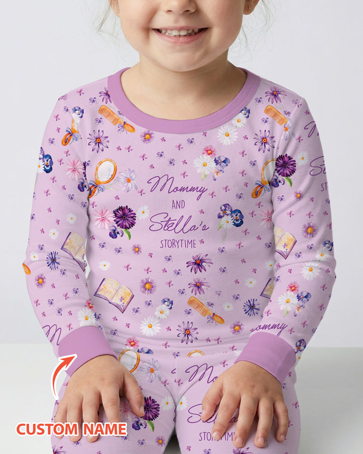 Mommy Daddy And Me Bedtime Story Family Matching Bamboo Two Piece Long Sleeve Pajama Set