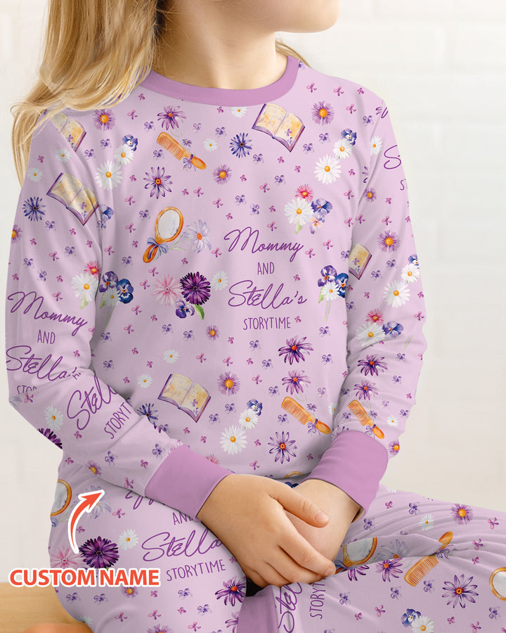 Mommy Daddy And Me Bedtime Story Family Matching Bamboo Two Piece Long Sleeve Pajama Set