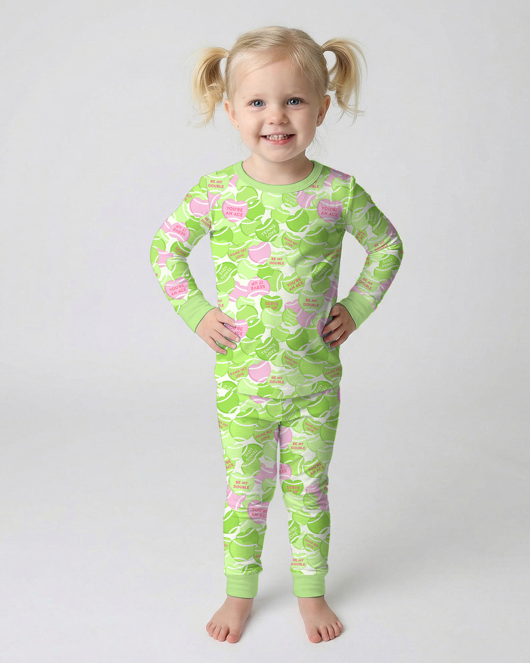 Tennis Candy Family Matching Bamboo Two Piece Long Sleeve Pajama Set