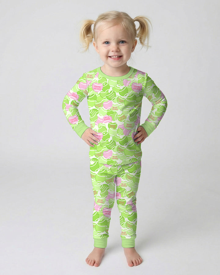 Tennis Candy Family Matching Bamboo Two Piece Long Sleeve Pajama Set