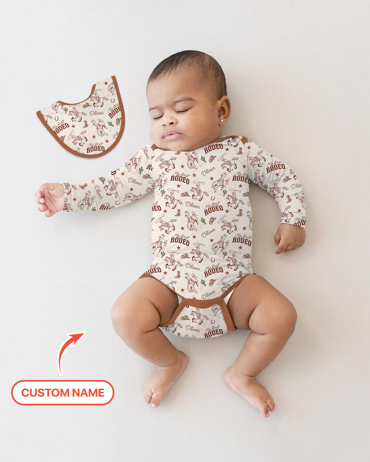 Custom Name First Rodeo Family Matching Bamboo Bodysuit