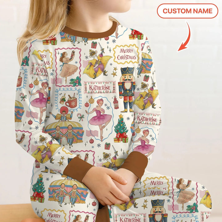 Custom Name "Magic of The Nutcracker" Merry Christmas Bamboo Two Piece Long Sleeve Pajama Set