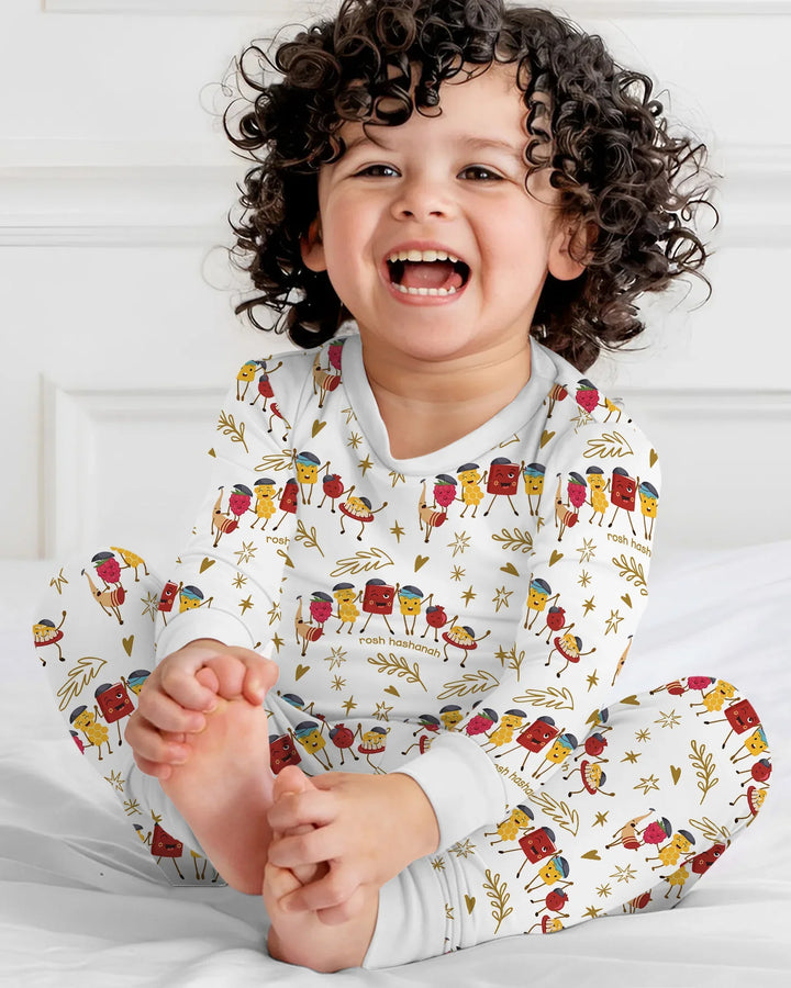 Let's Celebrate Rosh Hashanah Bamboo Two Piece Long Sleeve Pajama Set