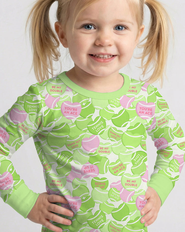 Tennis Candy Family Matching Bamboo Two Piece Long Sleeve Pajama Set