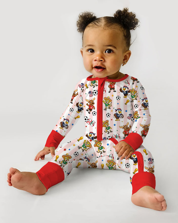 Striped Cute Mascots Soccer Cup 2026 Bamboo Convertible Zippy