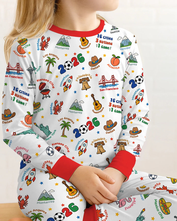 Soccer Cup Host Cities 2026 Bamboo Two Piece Long Sleeve Pajama Set
