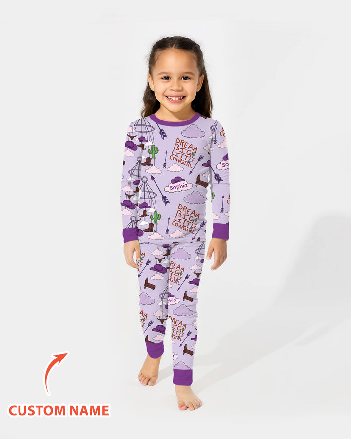 Litlle Cowboy Sis Bro Matching  Bamboo Two Piece Long Sleeve Pajama Set