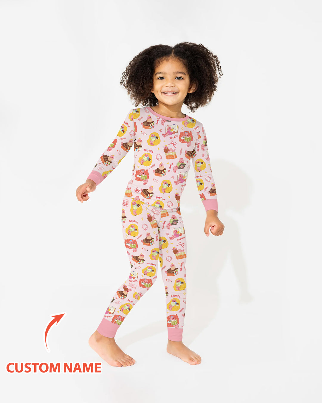 Little Book Worm Family Matching Bamboo Two Piece Long Sleeve Pajama Set