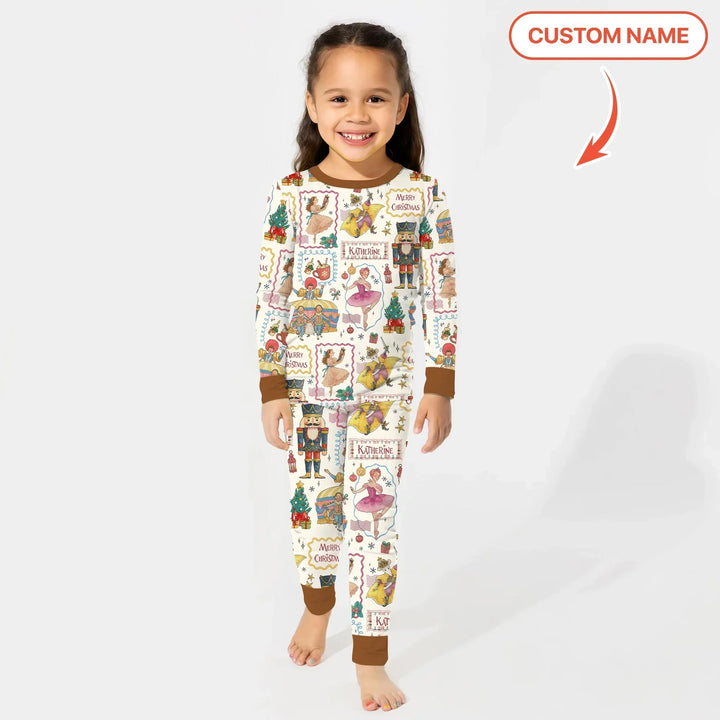 Custom Name "Magic of The Nutcracker" Merry Christmas Bamboo Two Piece Long Sleeve Pajama Set