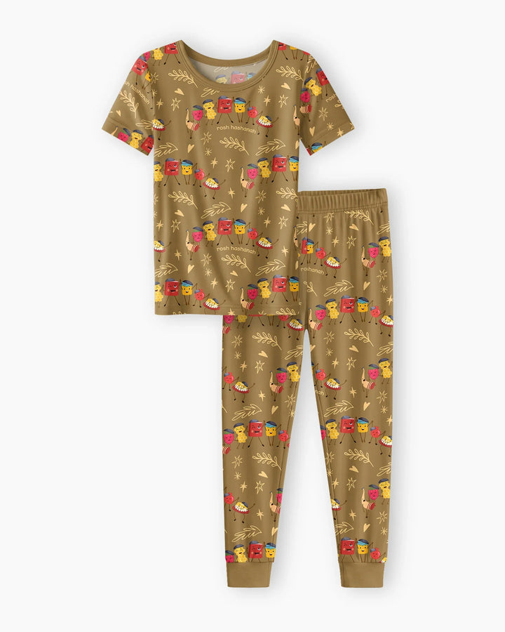 Let's Celebrate Rosh Hashanah Bamboo Two Piece Short Sleeve Pajama Set
