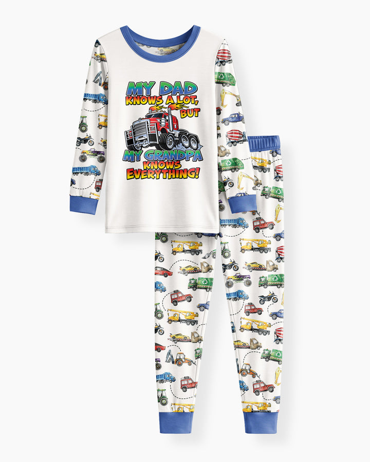 My Dad Knows A Lots But my Grandpa Knows Everything Bamboo Two Piece Long Sleeve Pajama Set