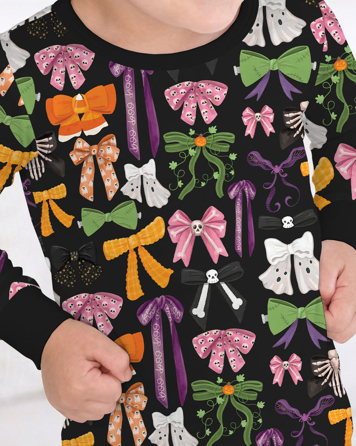 Halloween Coquette Bows Bamboo Two Piece Long Sleeve Pajama Set