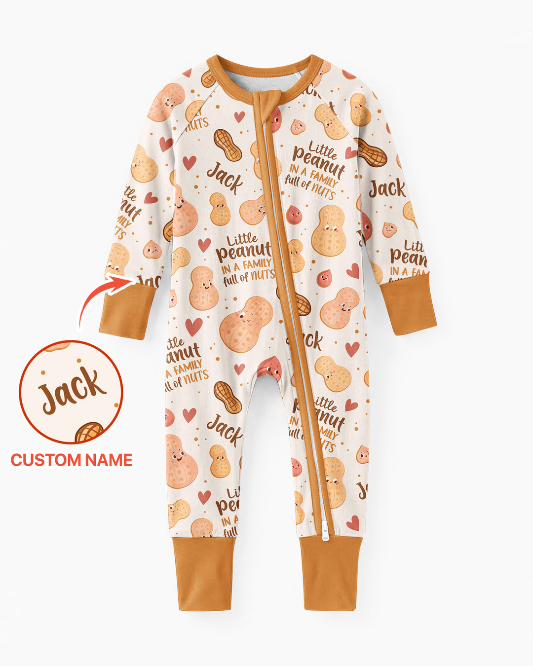 Custom Name Little Peanut In A Family Full Of Nuts Bamboo Convertible Zippy