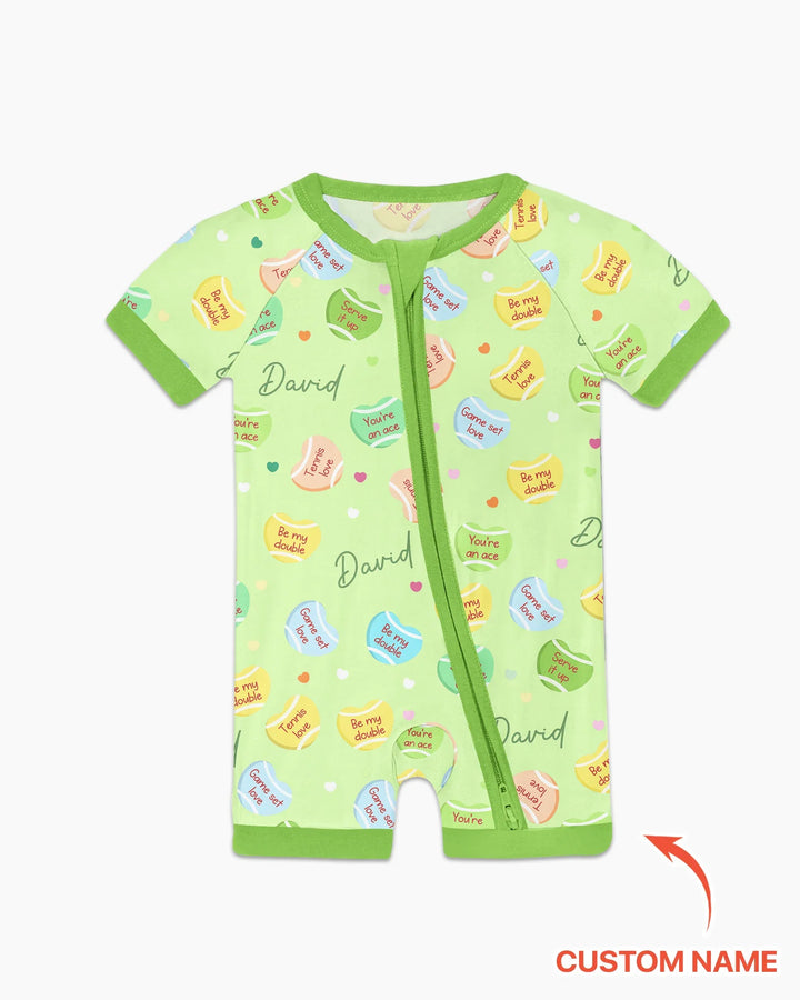 Custom Name Tennis Candy Hearts Bamboo Shorty Zippy