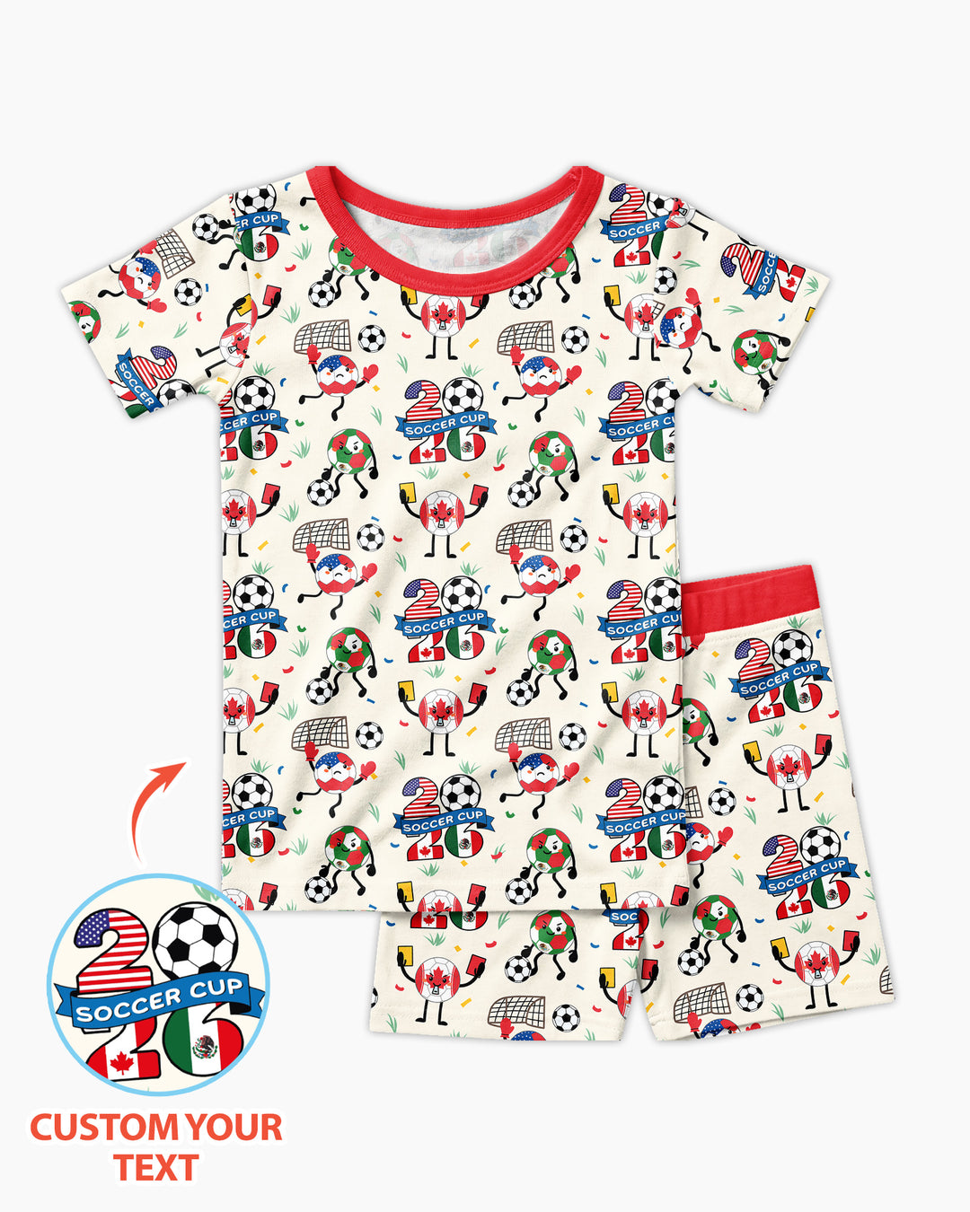 Soccer Squad 2026 Bamboo Two Piece Short Sleeve Shorts Pajama Set
