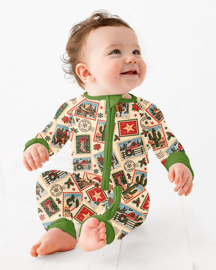 Western Christmas Stamps Bamboo Convertible Zippy