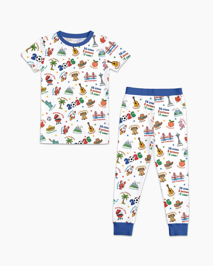 Soccer Cup Host Cities 2026 Bamboo Two Piece Short Sleeve Pajama Set
