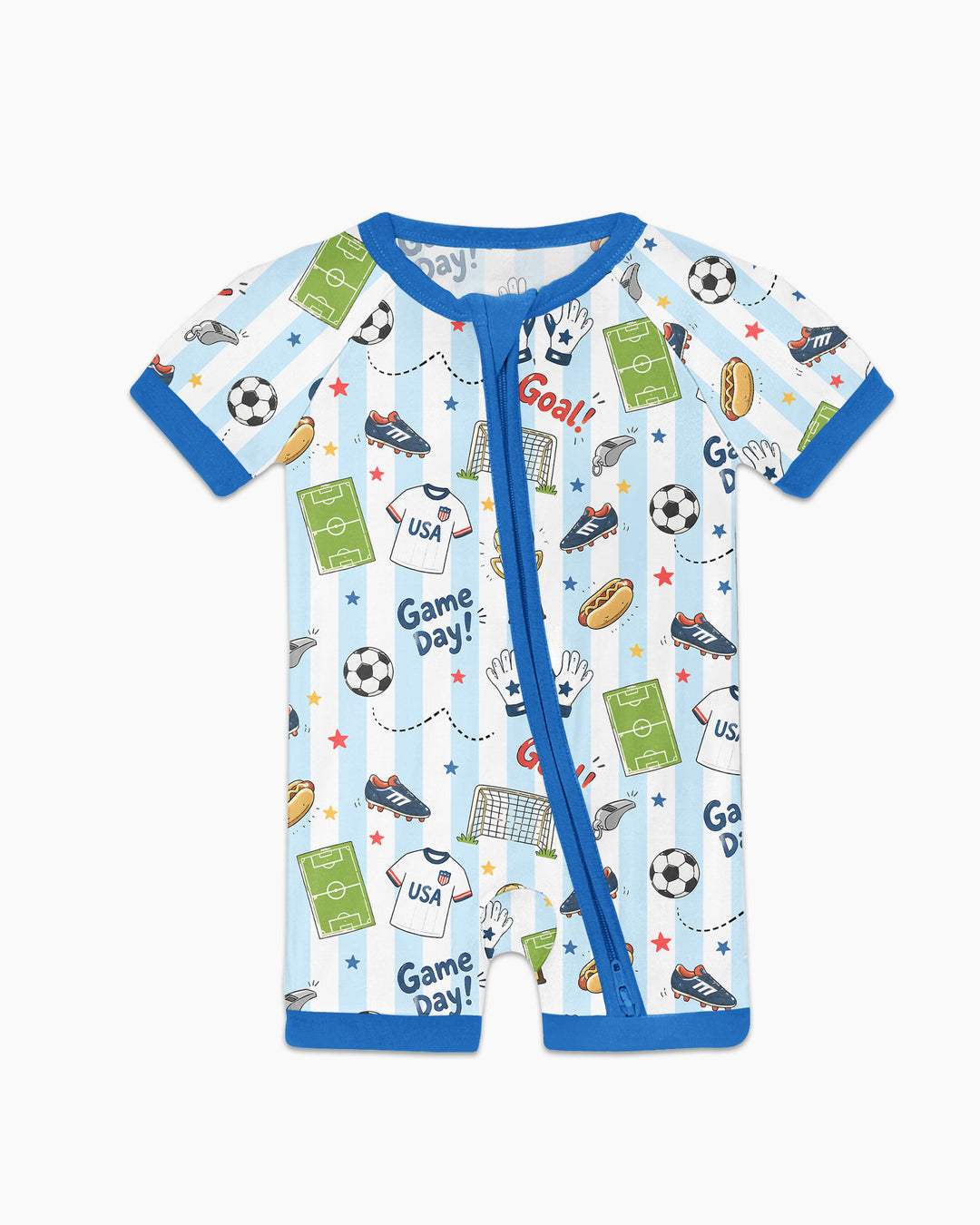 Striped Soccer Game Day Family Matching Bamboo Shorty Zippy