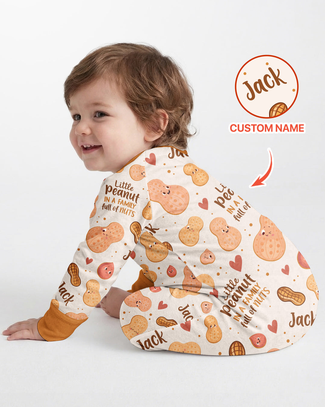 Custom Name Little Peanut In A Family Full Of Nuts Bamboo Convertible Zippy