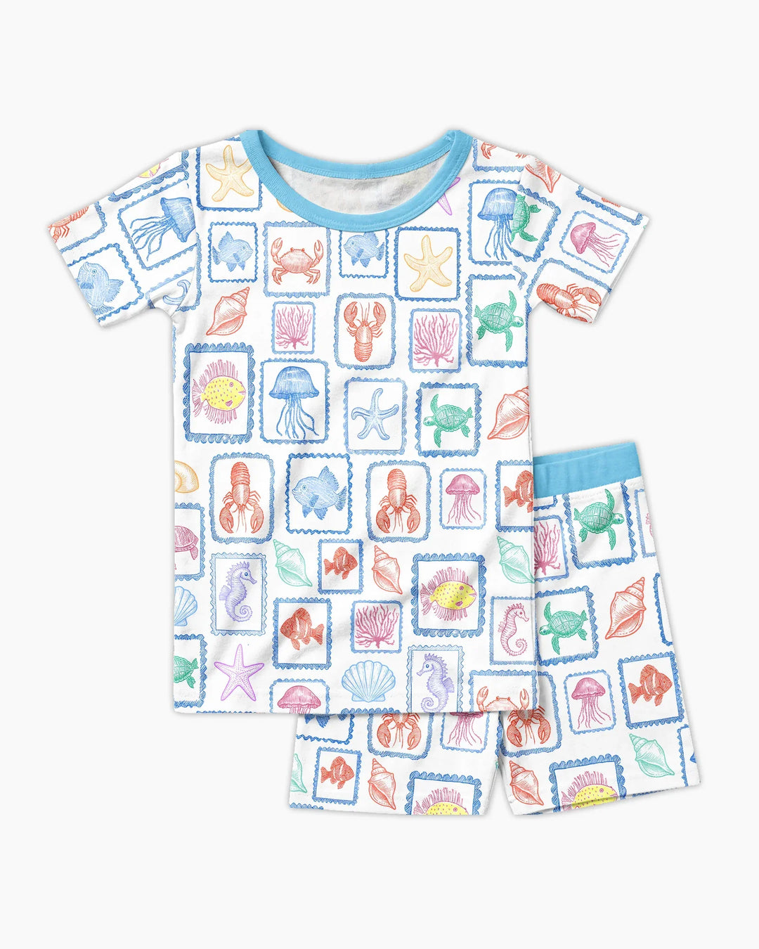 Coastal Treasures Family Matching Bamboo Two Piece Short Sleeve Shorts Pajama Set