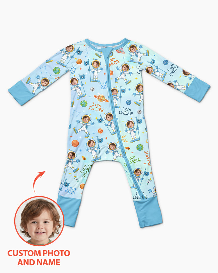 Custom Photo Kid Affirmations I Am Kind Astronaut Bamboo Convertible Zippy
