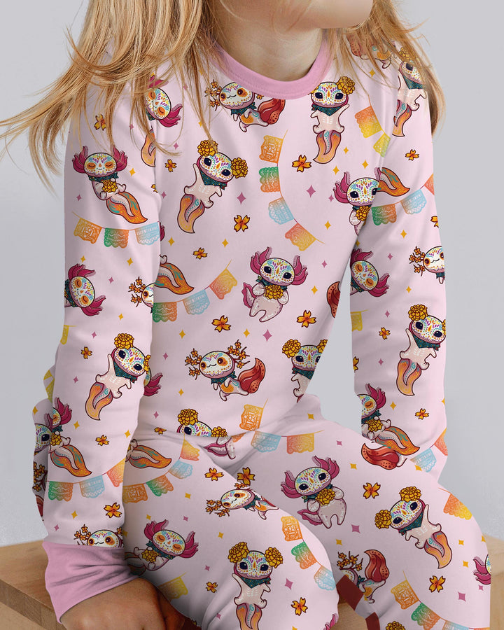 Axololt Día de los Muertos Bamboo Two Piece Long Sleeve Pajama Set
