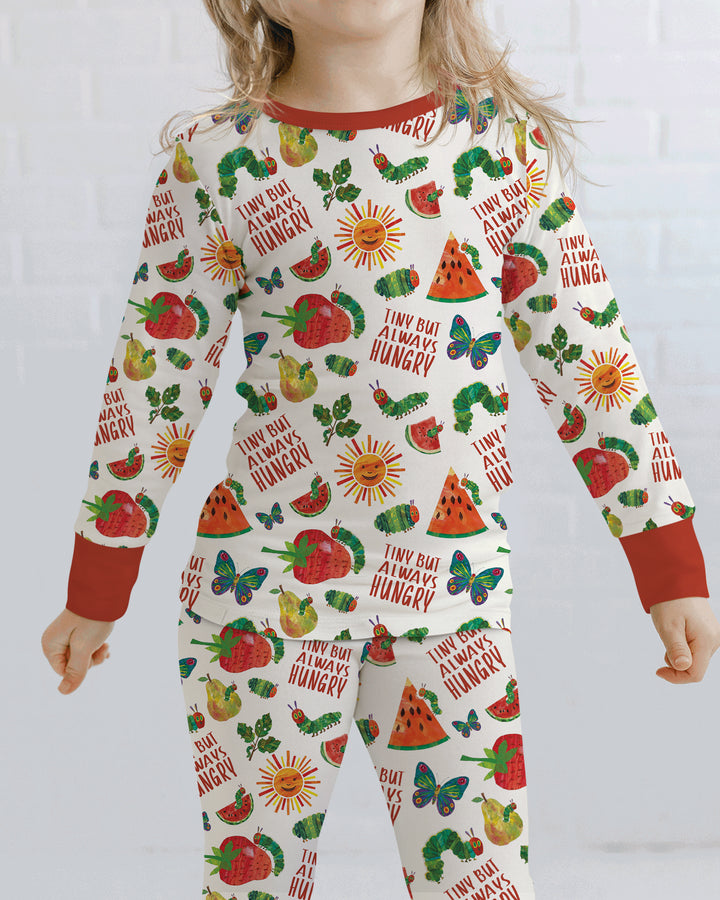 Tiny But Always Hungry Caterpillar Bamboo Two Piece Long Sleeve Pajama Set