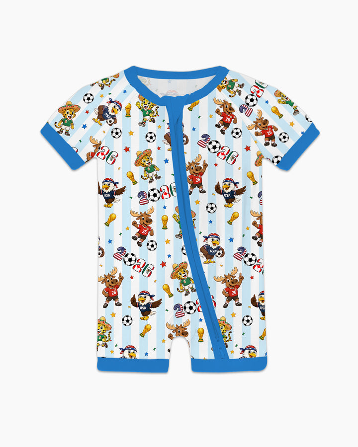 Striped Cute Mascots Soccer Cup 2026 Bamboo Shorty Zippy