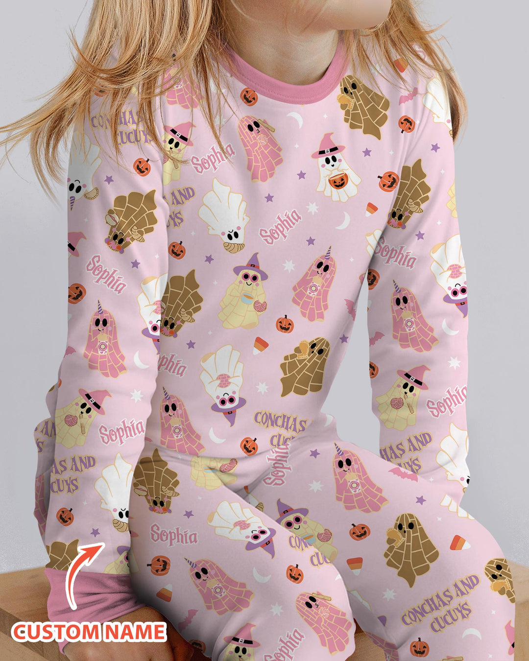 Pantasmas Mexican Halloween Custom Name Bamboo Two Piece Long Sleeve Pajama Set